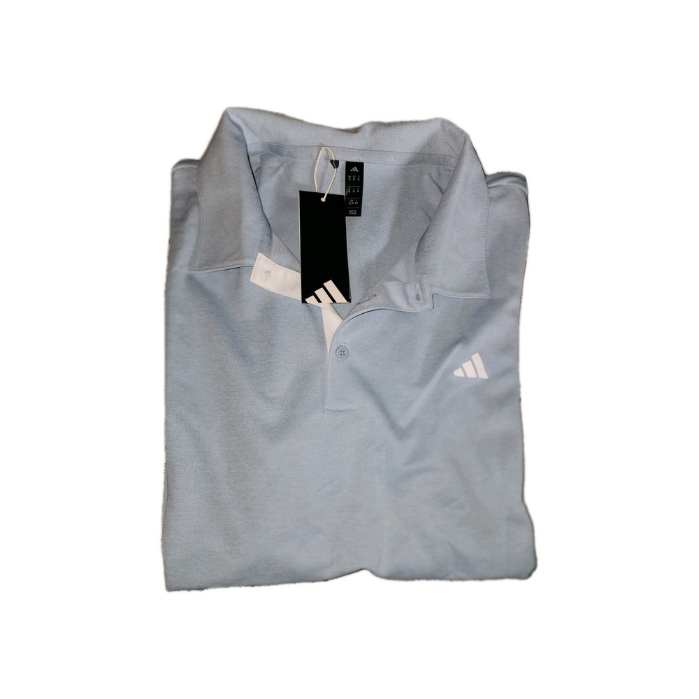 NWT Mens Adidas Polo Shirt Size XL Light Blue Short Sleeve Golf Casual